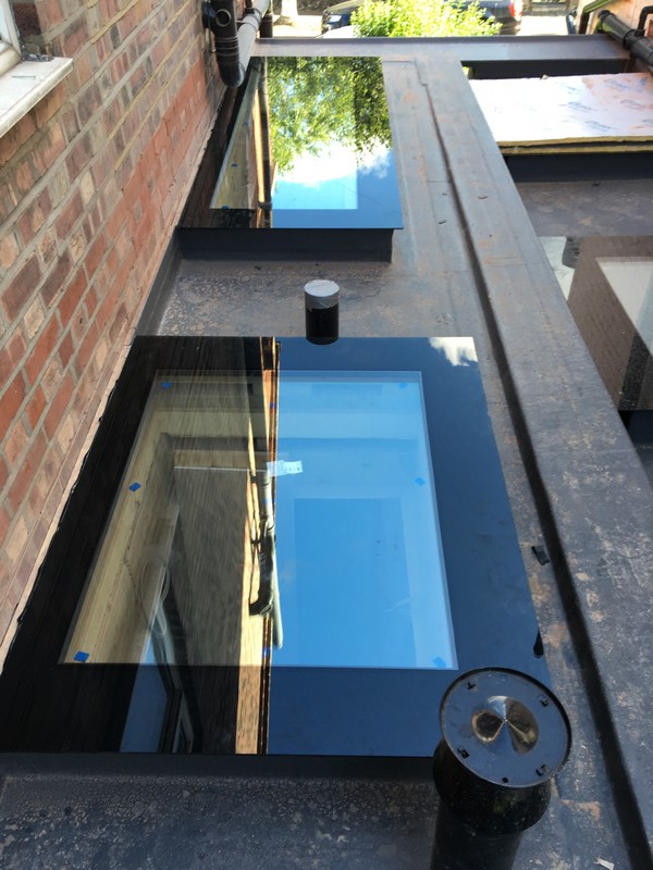 Multiple flat roof skylights on extension in Tottenham